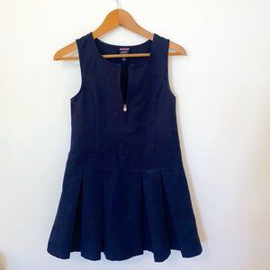 Vintage Navy Pleated Mini Dress